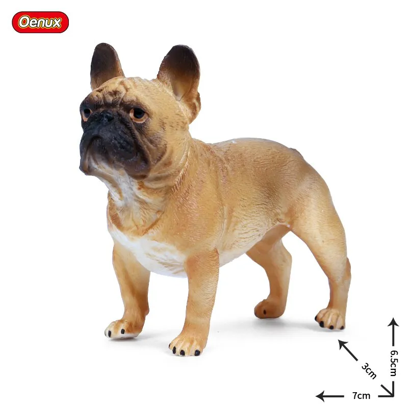 Oenux Lovely French Bulldog Animals Cute Puppy Sleep Lazy Dog Action Figures Model Figurine PVC Home Decoration Education Toy