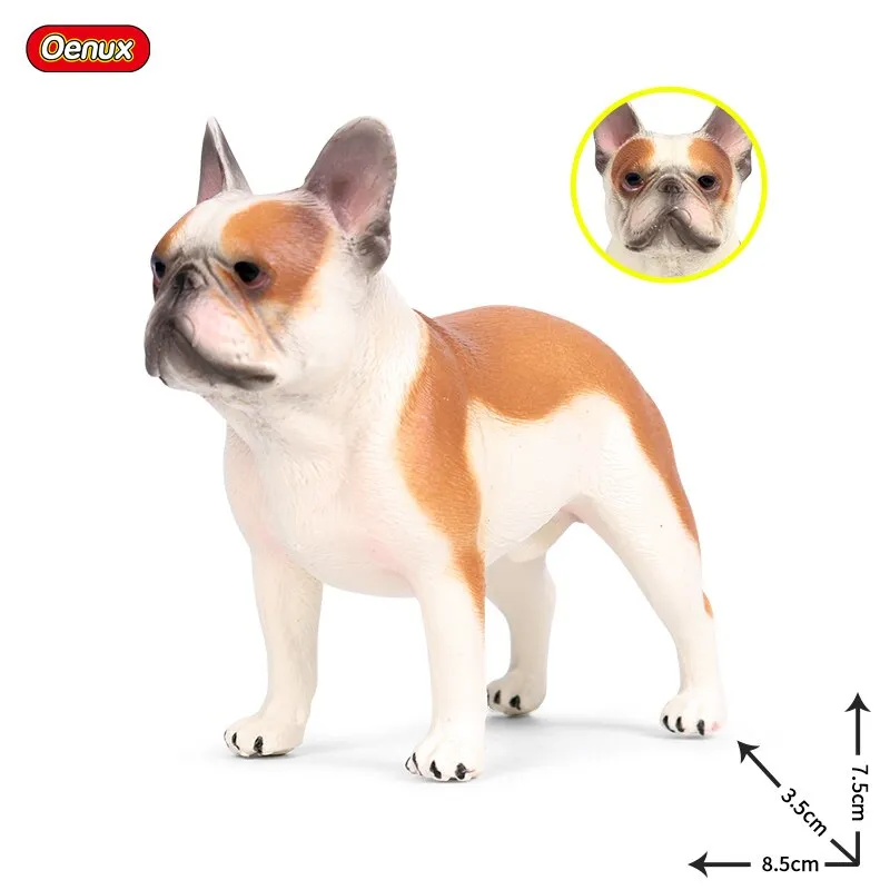 Oenux Lovely French Bulldog Animals Cute Puppy Sleep Lazy Dog Action Figures Model Figurine PVC Home Decoration Education Toy