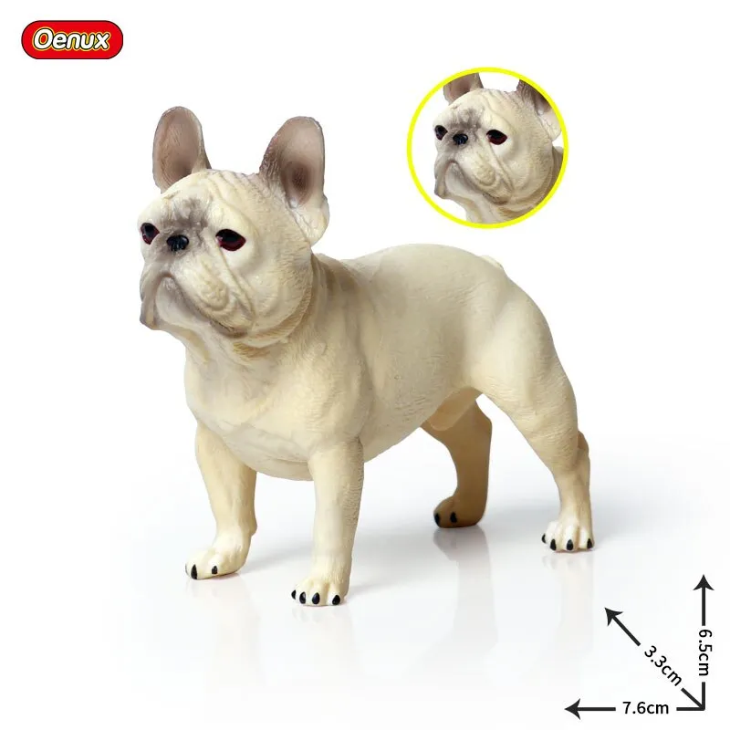 Oenux Lovely French Bulldog Animals Cute Puppy Sleep Lazy Dog Action Figures Model Figurine PVC Home Decoration Education Toy