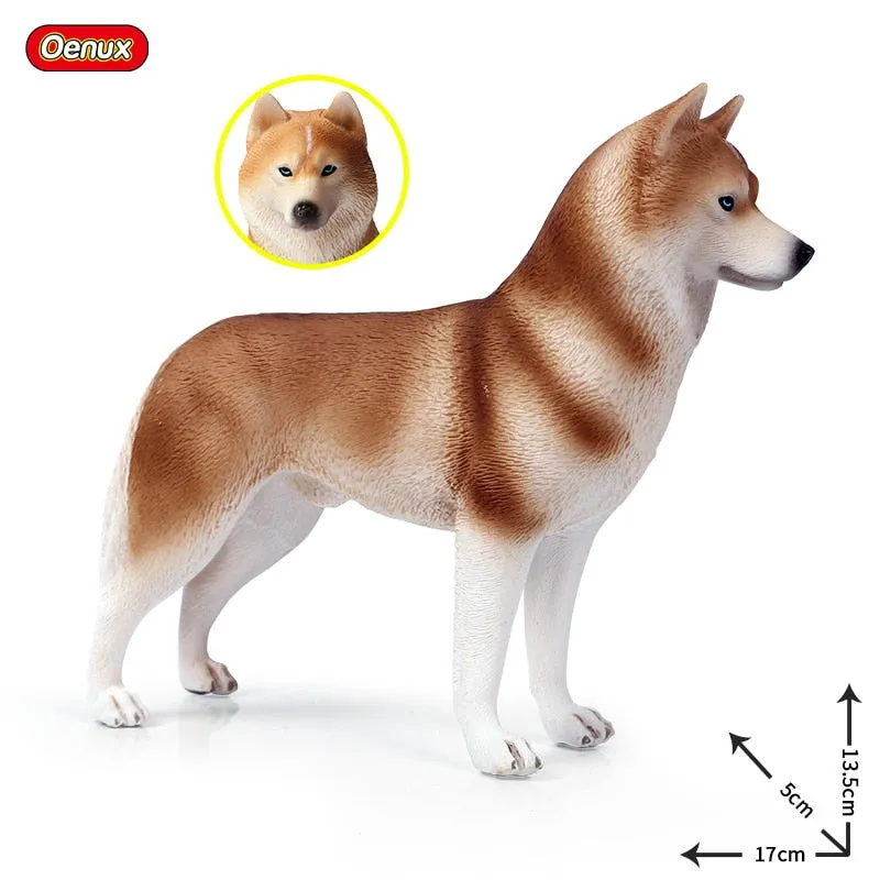 Oenux New Big Dog Animal Simulation Bull Terrier Rottweiler Corgi Shiba Inu Bully Dog Action Figures Pvc Lovely Pet Model Toys