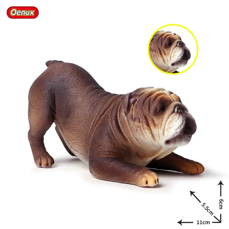 Oenux New Big Dog Animal Simulation Bull Terrier Rottweiler Corgi Shiba Inu Bully Dog Action Figures Pvc Lovely Pet Model Toys