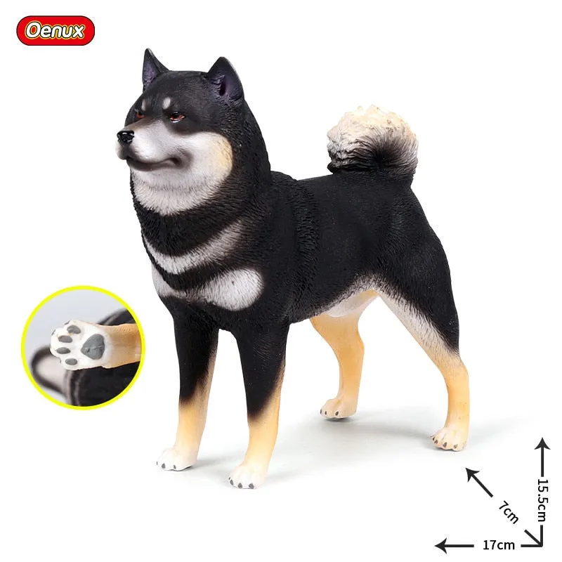 Oenux New Big Dog Animal Simulation Bull Terrier Rottweiler Corgi Shiba Inu Bully Dog Action Figures Pvc Lovely Pet Model Toys