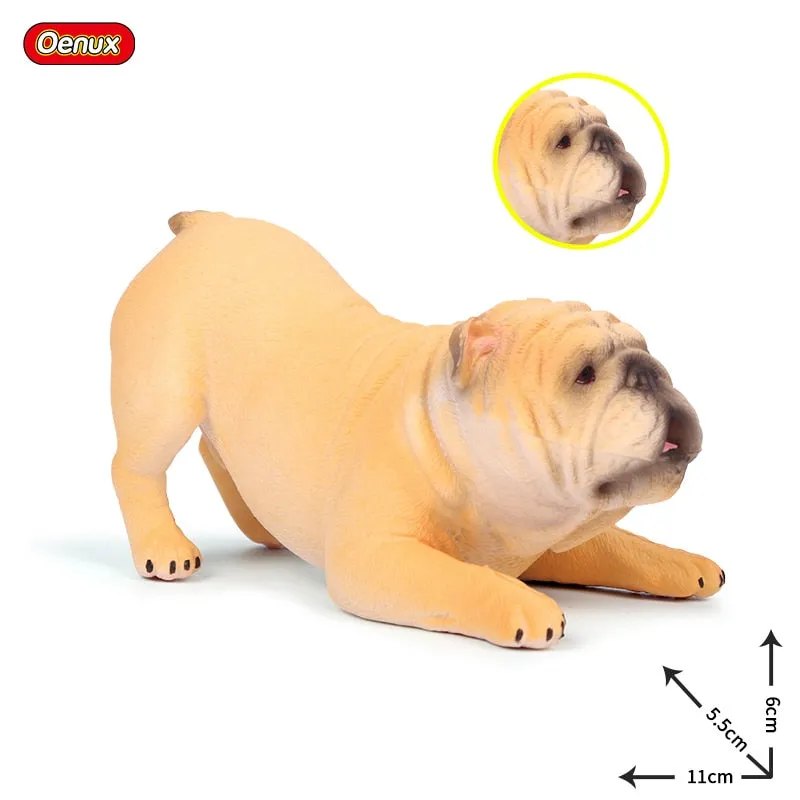 Oenux New Big Dog Animal Simulation Bull Terrier Rottweiler Corgi Shiba Inu Bully Dog Action Figures Pvc Lovely Pet Model Toys