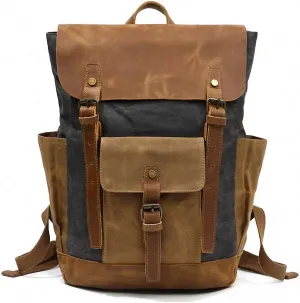 Oil Wax Cow Leather Backpacks Unisex Laptops Daypacks Large Capacity Vintage Gray
