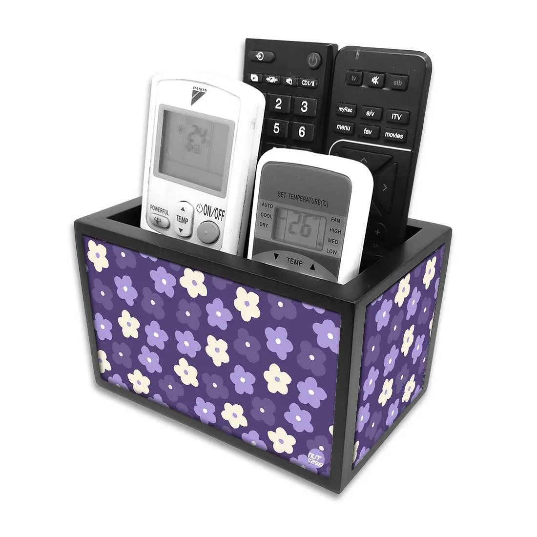 Organizer For TV AC Remotes - Purple Flowers