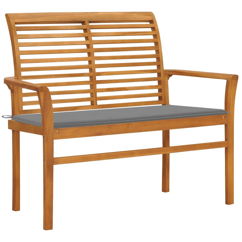Outdoor Patio Bench Garden Bench with Cushion for Porch Solid Wood Teak