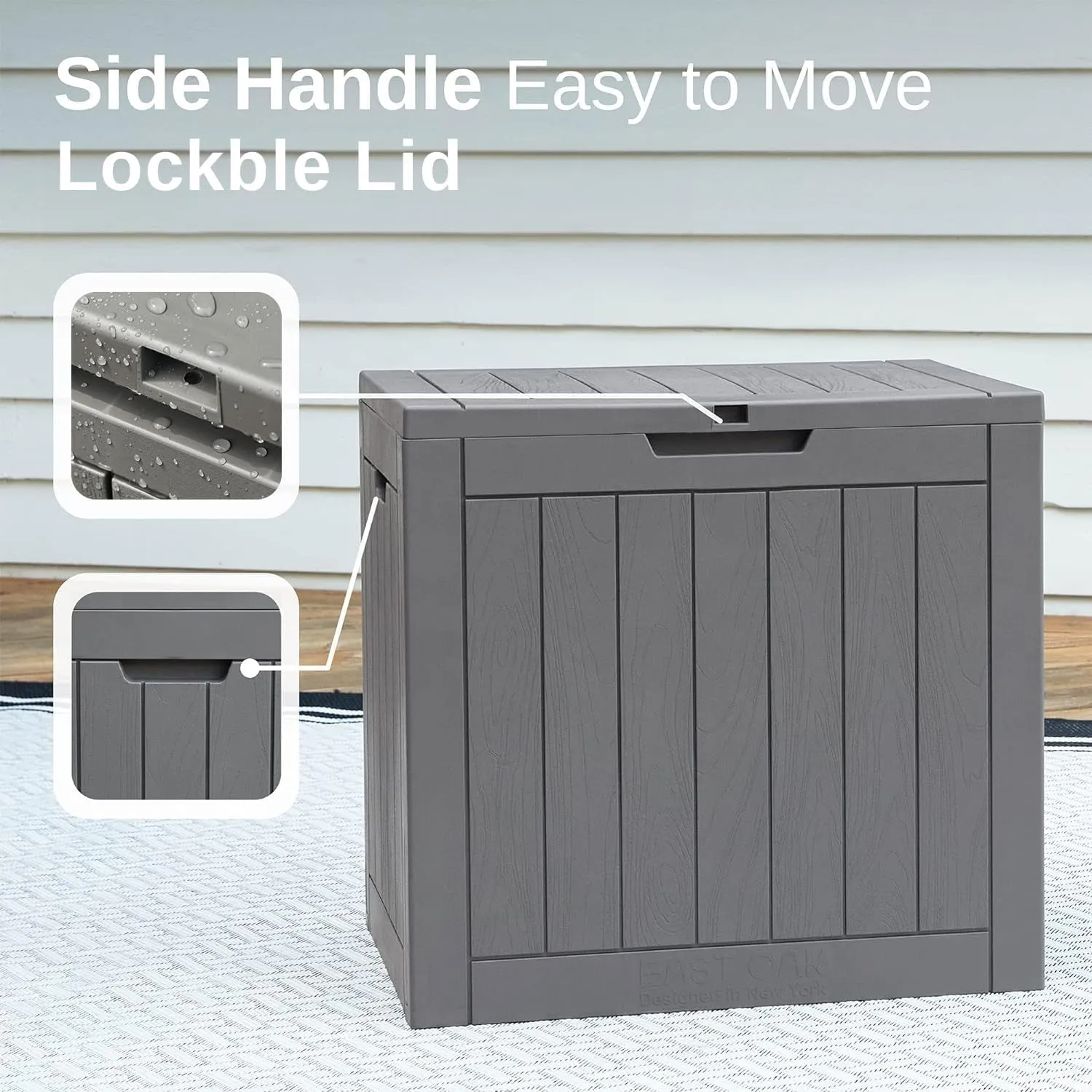 Outdoor Storage Box, 31 Gallon Deck Box Indoor and Outdoor Use, Waterproof Resin Storage Bin for Package Delivery, Patio Cushions, Gardening Tools, Lockable, UV Resistant, Grey