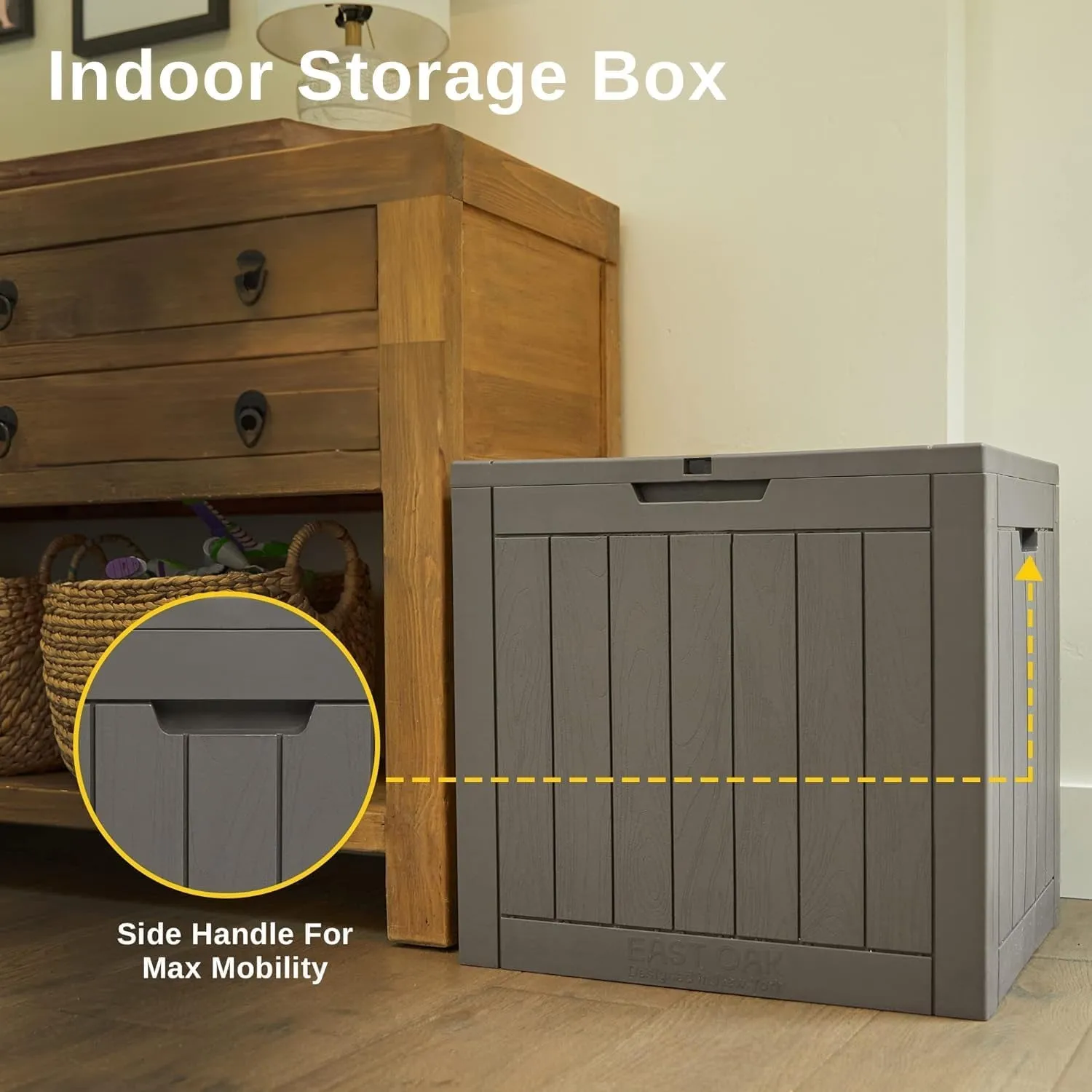 Outdoor Storage Box, 31 Gallon Deck Box Indoor and Outdoor Use, Waterproof Resin Storage Bin for Package Delivery, Patio Cushions, Gardening Tools, Lockable, UV Resistant, Grey