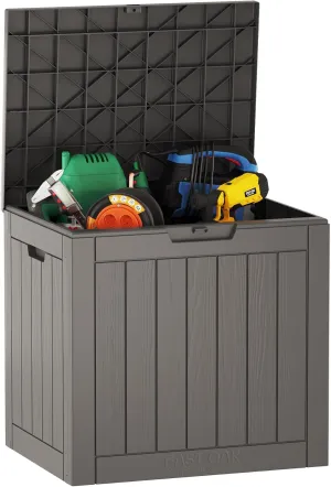 Outdoor Storage Box, 31 Gallon Deck Box Indoor and Outdoor Use, Waterproof Resin Storage Bin for Package Delivery, Patio Cushions, Gardening Tools, Lockable, UV Resistant, Grey