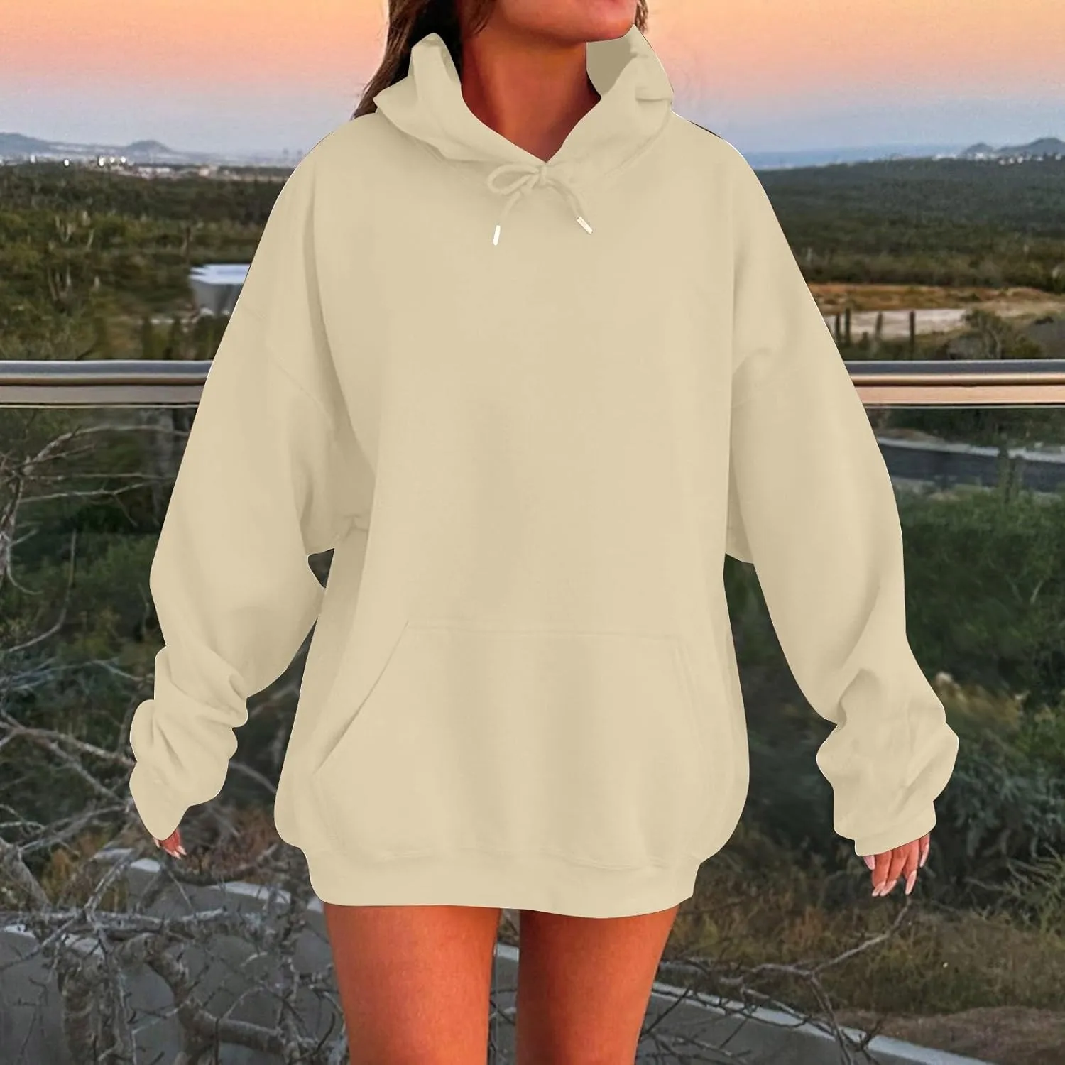 Oversized Hoodies For Women Plus Size Long Sleeve Drawstring Pullover Sweatshirt Trendy Winter Clothes With Pockets