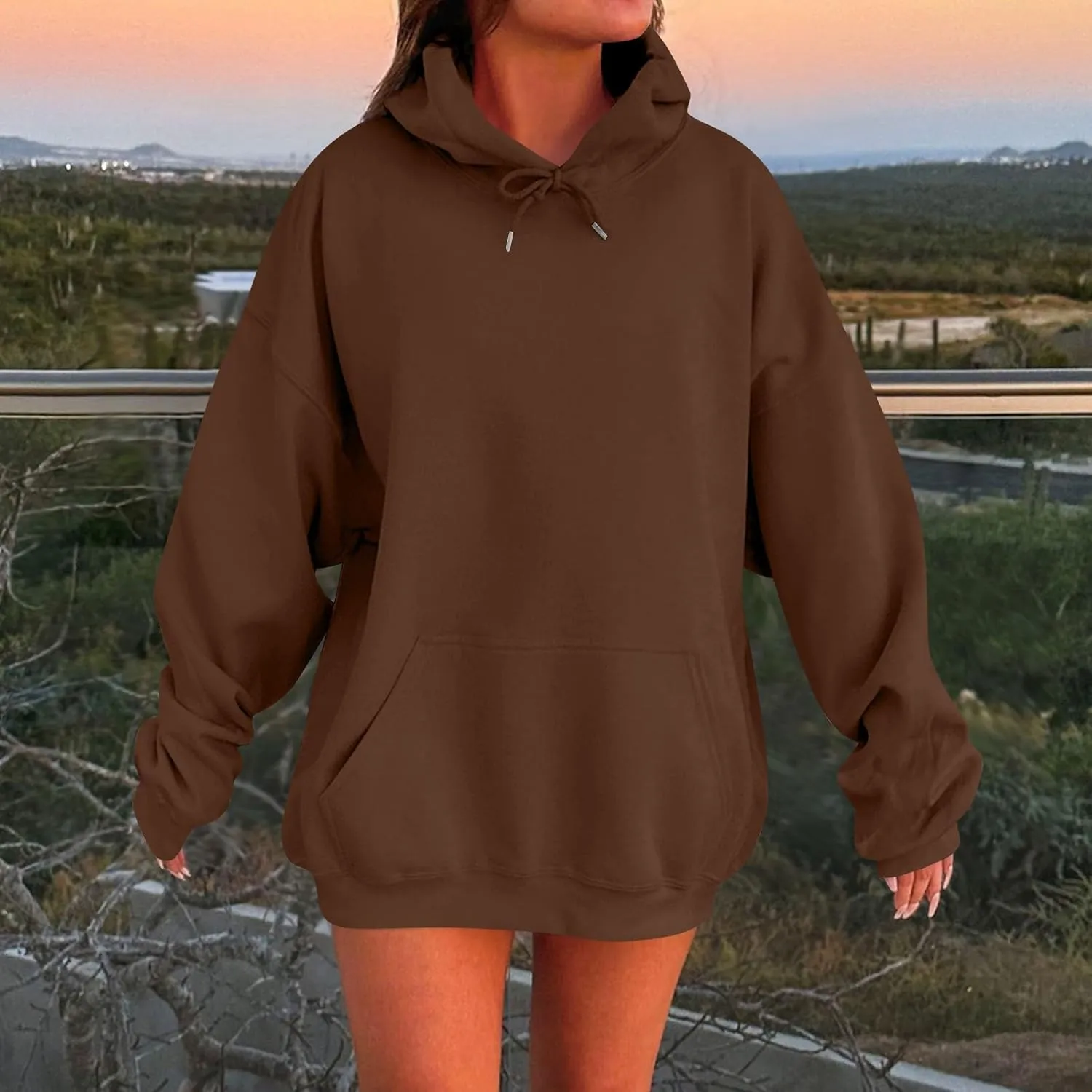 Oversized Hoodies For Women Plus Size Long Sleeve Drawstring Pullover Sweatshirt Trendy Winter Clothes With Pockets
