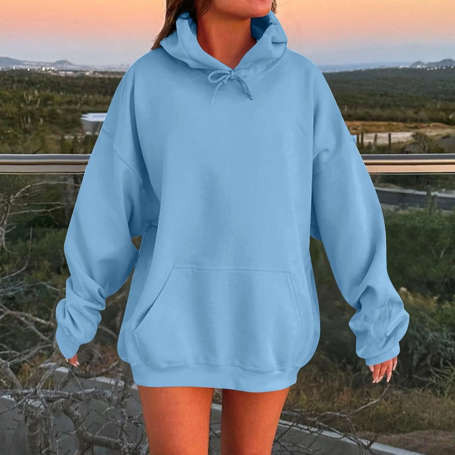 Oversized Hoodies For Women Plus Size Long Sleeve Drawstring Pullover Sweatshirt Trendy Winter Clothes With Pockets