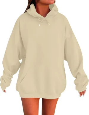 Oversized Hoodies For Women Plus Size Long Sleeve Drawstring Pullover Sweatshirt Trendy Winter Clothes With Pockets