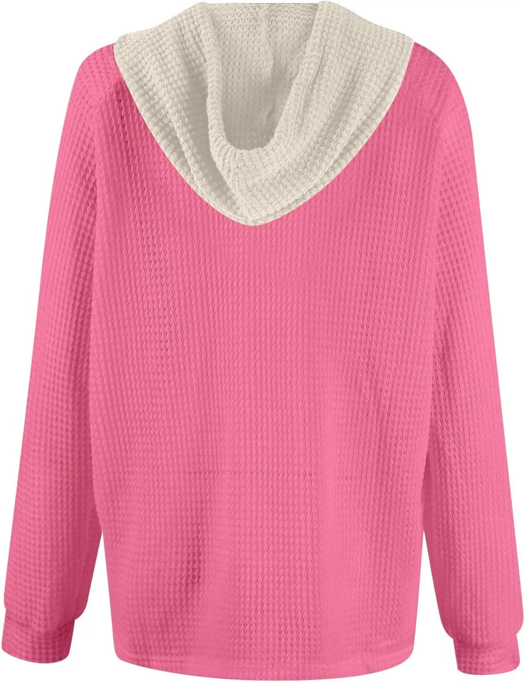 Oversized Hoodies for Women Trendy Waffle Knit V Neck Sweatshirt Cute Y2k Hoodie Long Sleeve Pullover Tops