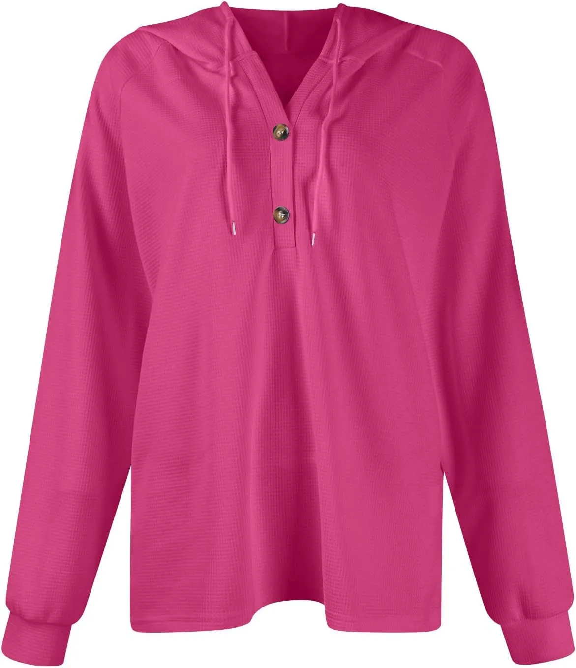 Oversized Hoodies for Women Trendy Waffle Knit V Neck Sweatshirt Cute Y2k Hoodie Long Sleeve Pullover Tops
