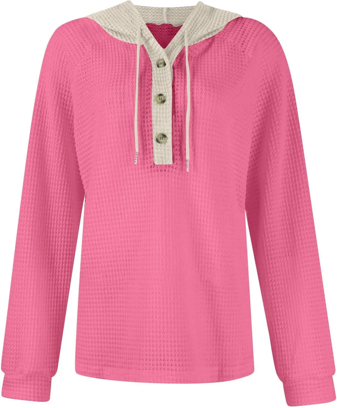 Oversized Hoodies for Women Trendy Waffle Knit V Neck Sweatshirt Cute Y2k Hoodie Long Sleeve Pullover Tops