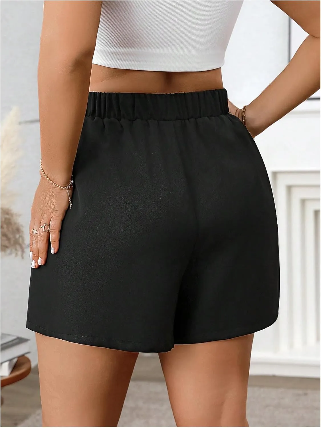 OYOANGLE Women's Plus Size Asymmetrical Wrap Shorts Wide Leg High Waisted Mini Skorts
