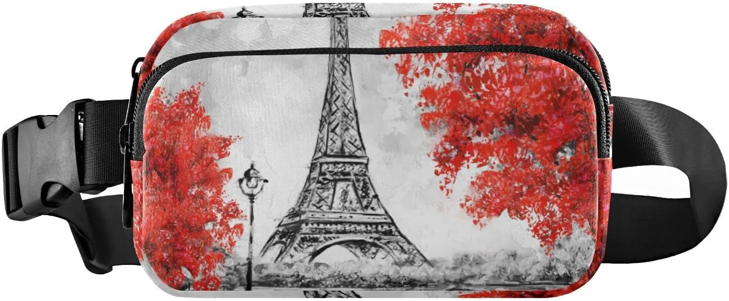Paris Eiffel Tower Fanny Packs for Women Crossbody Bags Everywhere Belt Bag with Adjustable Strap Fashion Waist Pack for Shopping Running Travel