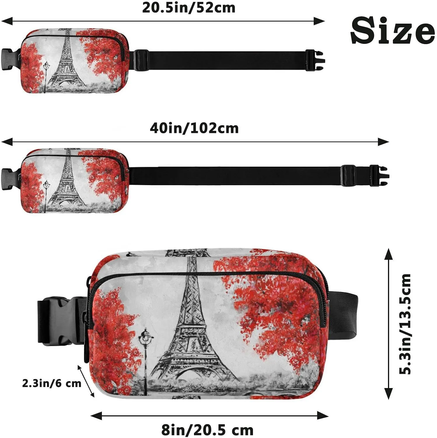 Paris Eiffel Tower Fanny Packs for Women Crossbody Bags Everywhere Belt Bag with Adjustable Strap Fashion Waist Pack for Shopping Running Travel
