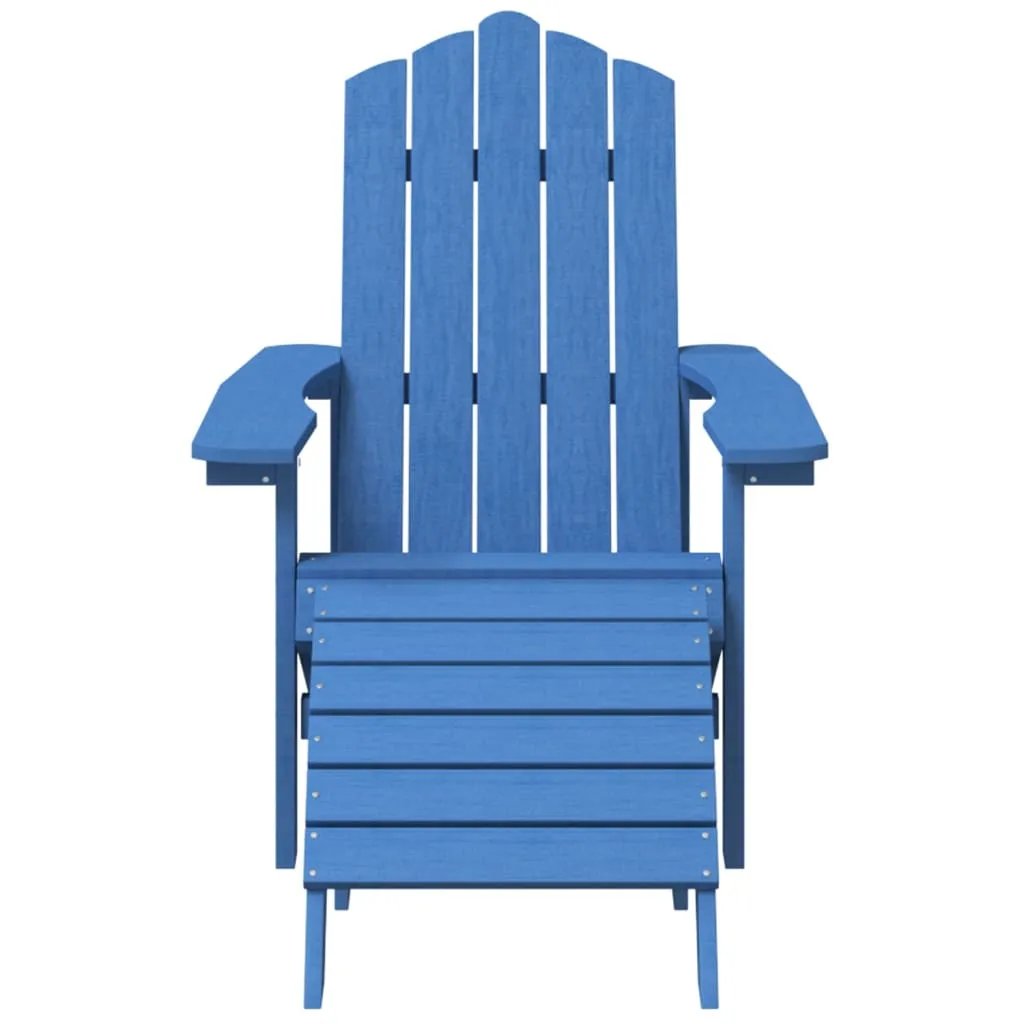 Patio Adirondack Chair with Footstool & Table HDPE Aqua Blue