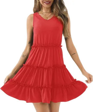 PerZeal Women's 2025 Summer Dress Casual Sleeveless Boho Beach Vacation Outfits Mini Sundress