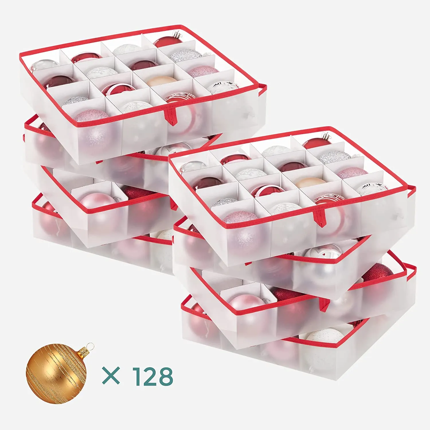 Plastic Christmas Ornament Storage Boxes, Keeps 128 Holiday Ornaments and Holiday Decor