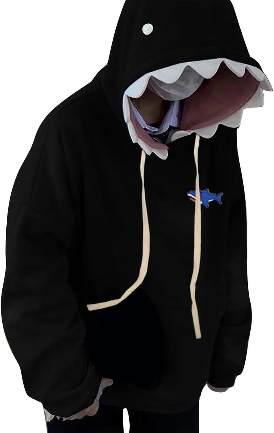 Plus Size Shark Hoodies for Women Cute Trendy Casual Drawstring Long Sleeve Hoodie Oversized Comfy Pullover Tops with Pockets