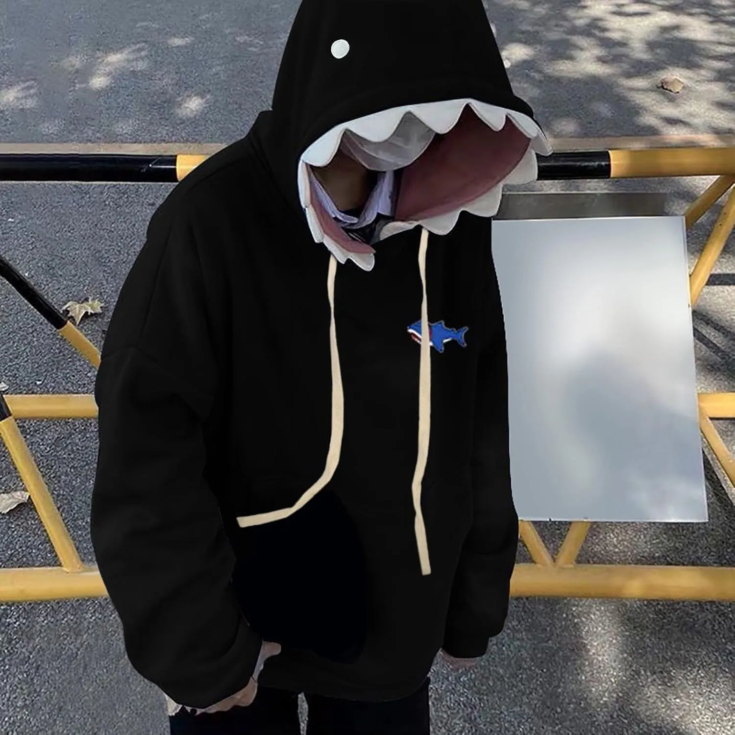 Plus Size Shark Hoodies for Women Cute Trendy Casual Drawstring Long Sleeve Hoodie Oversized Comfy Pullover Tops with Pockets