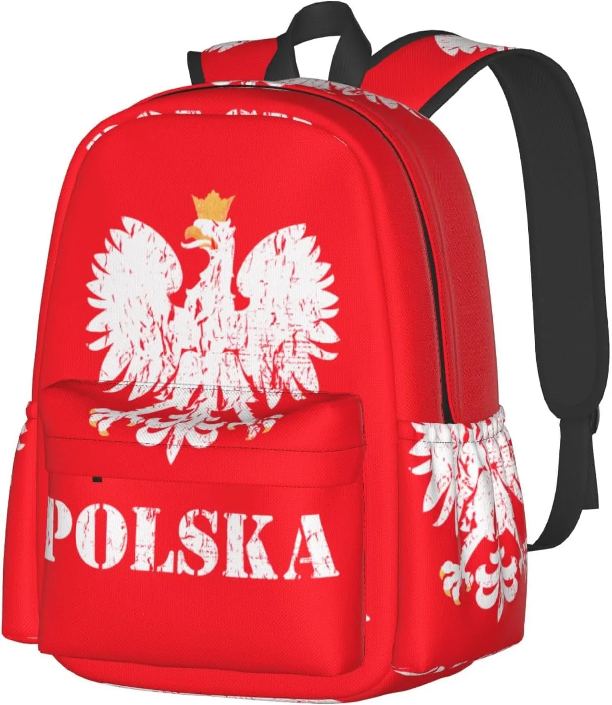 Polish Flag Poland Polska Eagle Laptop Backpack Shoulder Bag Laptop Pack Travel Backpacks Commuter Back Pack Casual Daypack Bags With Side Pockets