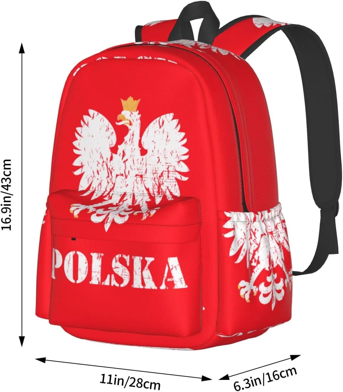 Polish Flag Poland Polska Eagle Laptop Backpack Shoulder Bag Laptop Pack Travel Backpacks Commuter Back Pack Casual Daypack Bags With Side Pockets