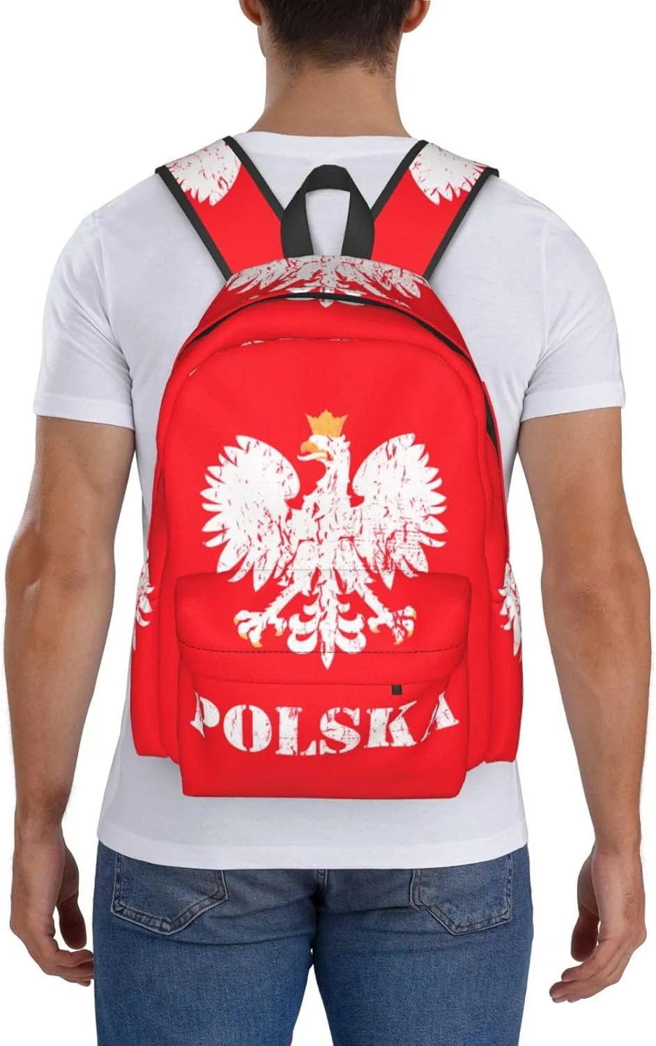 Polish Flag Poland Polska Eagle Laptop Backpack Shoulder Bag Laptop Pack Travel Backpacks Commuter Back Pack Casual Daypack Bags With Side Pockets
