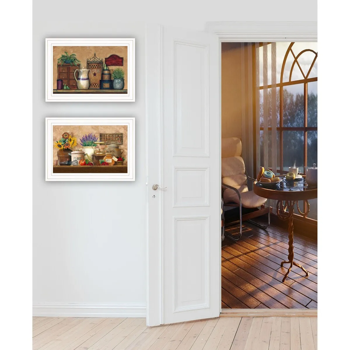 "Antique Kitchen/Treasures" 2-Piece Collection By Ed Wargo, White Frame