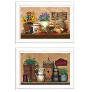 "Antique Kitchen/Treasures" 2-Piece Collection By Ed Wargo, White Frame