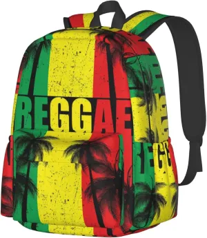 Rasta Reggae Flag Jamaican Palm Tree Vacation Laptop Backpack Shoulder Bag Laptop Pack Travel Backpacks Commuter Back Pack Casual Daypack Bags With Side Pockets