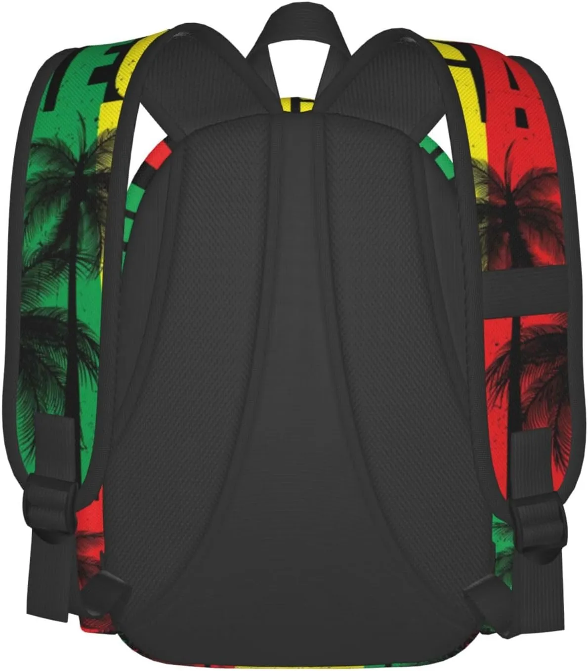 Rasta Reggae Flag Jamaican Palm Tree Vacation Laptop Backpack Shoulder Bag Laptop Pack Travel Backpacks Commuter Back Pack Casual Daypack Bags With Side Pockets