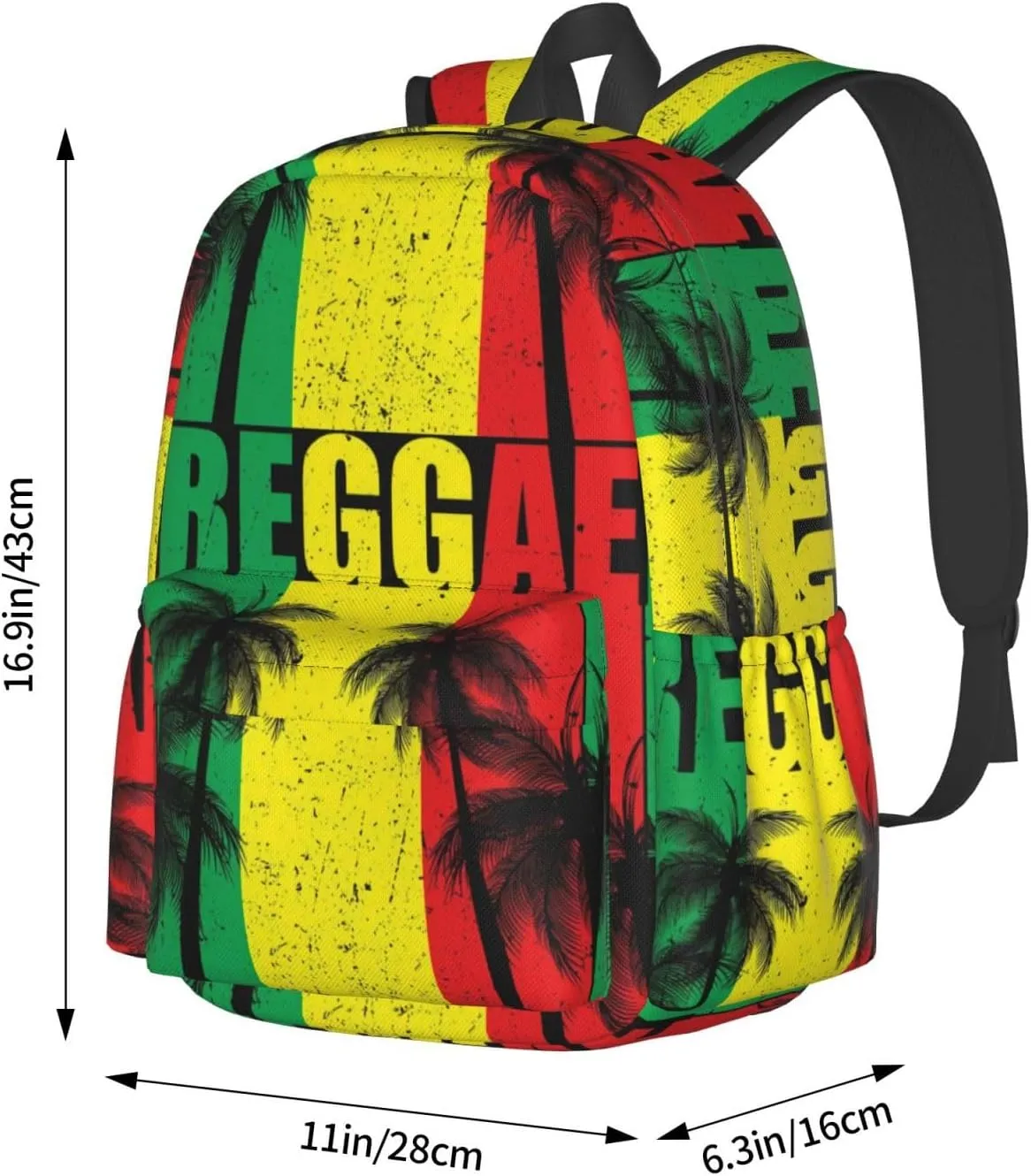 Rasta Reggae Flag Jamaican Palm Tree Vacation Laptop Backpack Shoulder Bag Laptop Pack Travel Backpacks Commuter Back Pack Casual Daypack Bags With Side Pockets