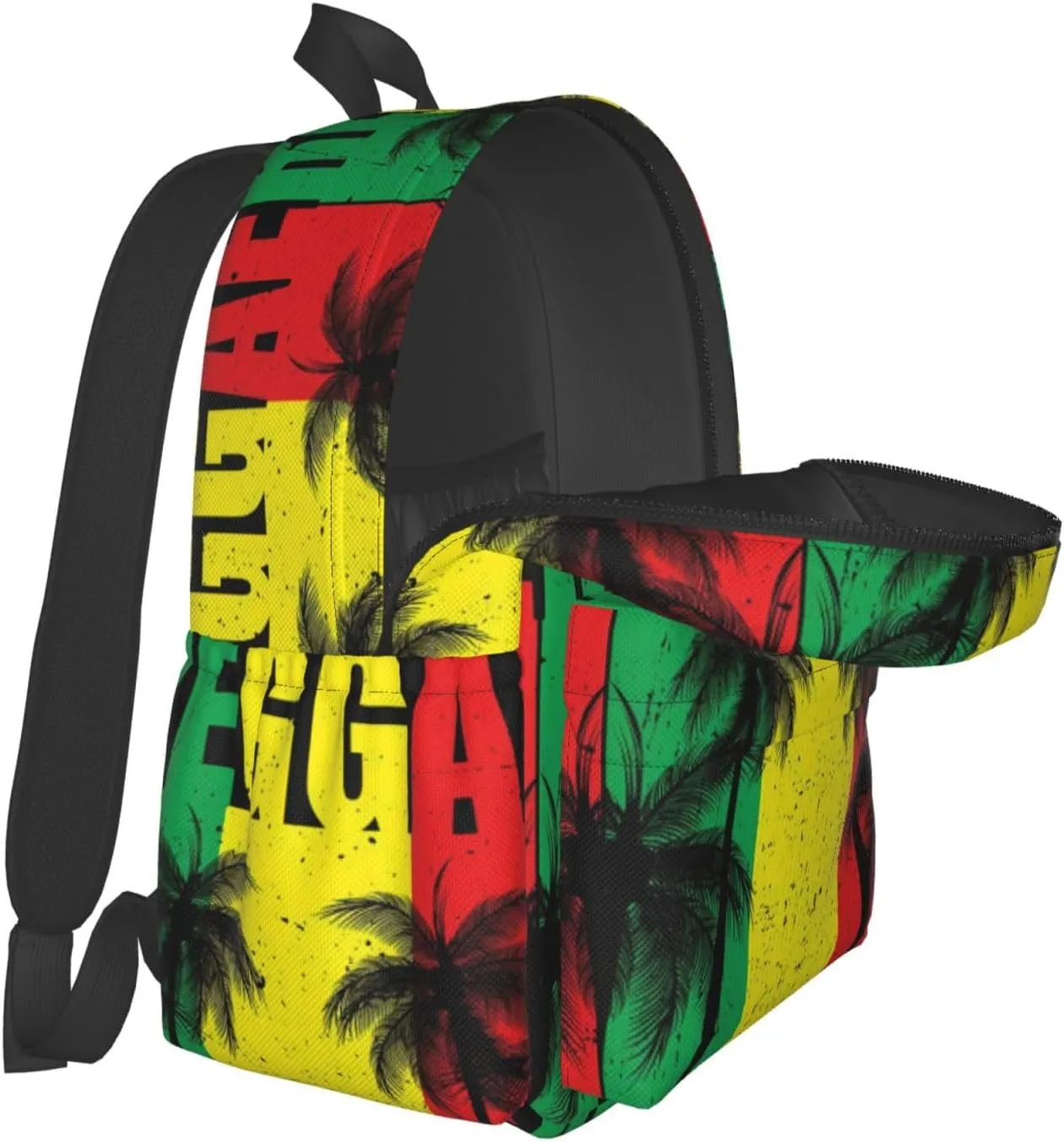 Rasta Reggae Flag Jamaican Palm Tree Vacation Laptop Backpack Shoulder Bag Laptop Pack Travel Backpacks Commuter Back Pack Casual Daypack Bags With Side Pockets