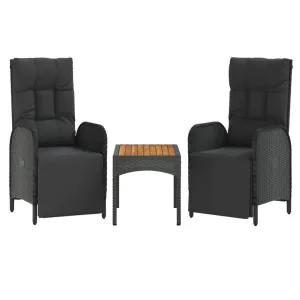 Reclining Chair 2 Pcs Outdoor Patio Lounge Chair with Table Poly Rattan