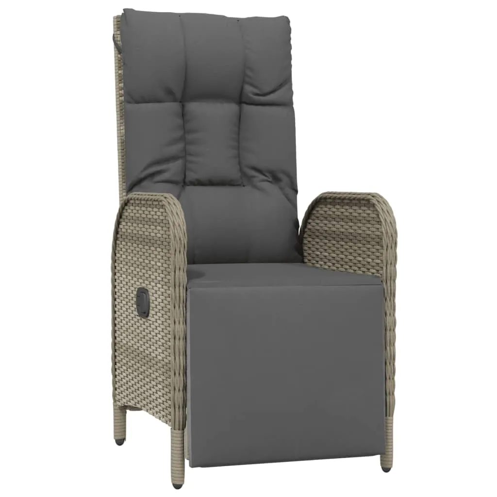 Reclining Chair 2 Pcs Outdoor Patio Lounge Chair with Table Poly Rattan