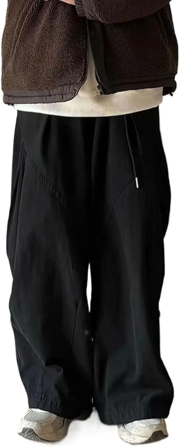 Retro Casual Pants Men Loose Solid Color Wide-Leg Trousers Japanese Oversize Harem Pants Spring Autumn