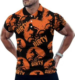 Ride Dirty Mens Polo Shirts Quick Dry Short Sleeve T-shirts Slim Tennis Collared Tees Tops