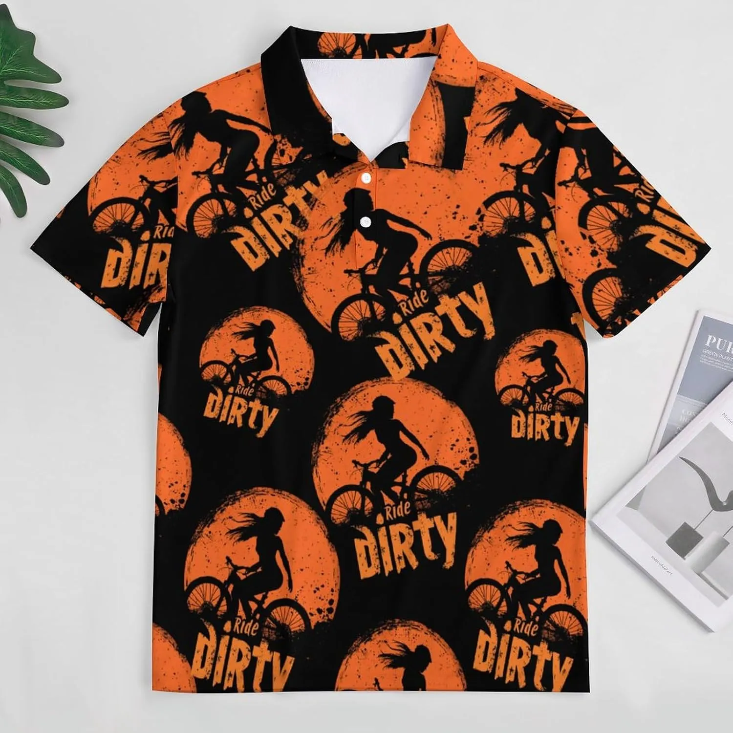 Ride Dirty Mens Polo Shirts Quick Dry Short Sleeve T-shirts Slim Tennis Collared Tees Tops