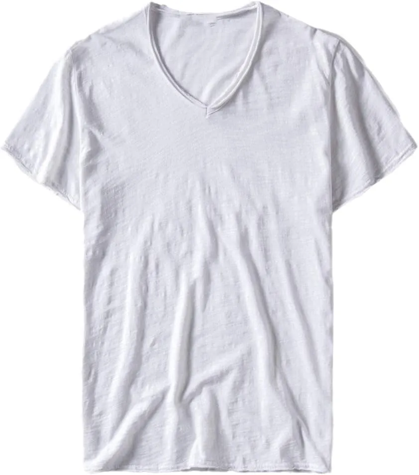SaoBiiu Summer V-Neck T-Shirt Men Combed Cotton Short Sleeve T Shirt Men's Fitness Undershirt Tops Tees