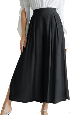 Scarlet Darkness Linen Palazzo Pants for Women High Waist Wide Leg Pants Boho Style with Pockets Casual Pants