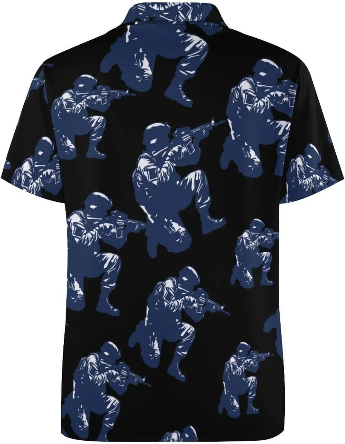 Shooting Silhouette Navy Blue Mens Polo Shirts Quick Dry Short Sleeve T-shirts Slim Tennis Collared Tees Tops