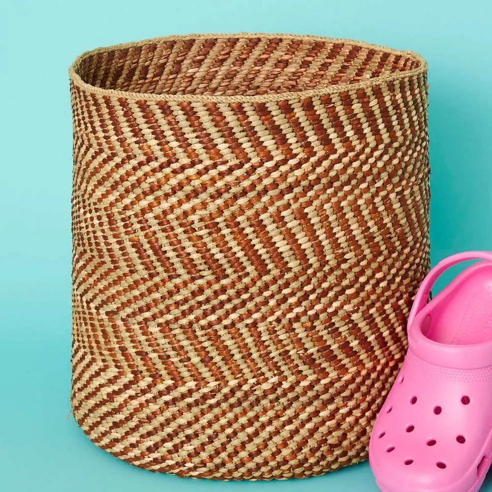 Small Brown Iringa Indoor Planter Toy Storage Woven Basket