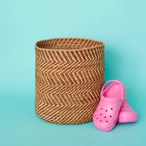 Small Brown Iringa Indoor Planter Toy Storage Woven Basket