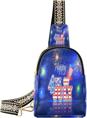 Small Sling Bag Waist Packs Leather Crossbody Packs Chest Bag 4th Of July for Women Travel Belt Purse