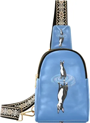 Small Sling Bag Waist Packs Leather Crossbody Packs Chest Bag Dog Reflection for Women Travel Belt Purse