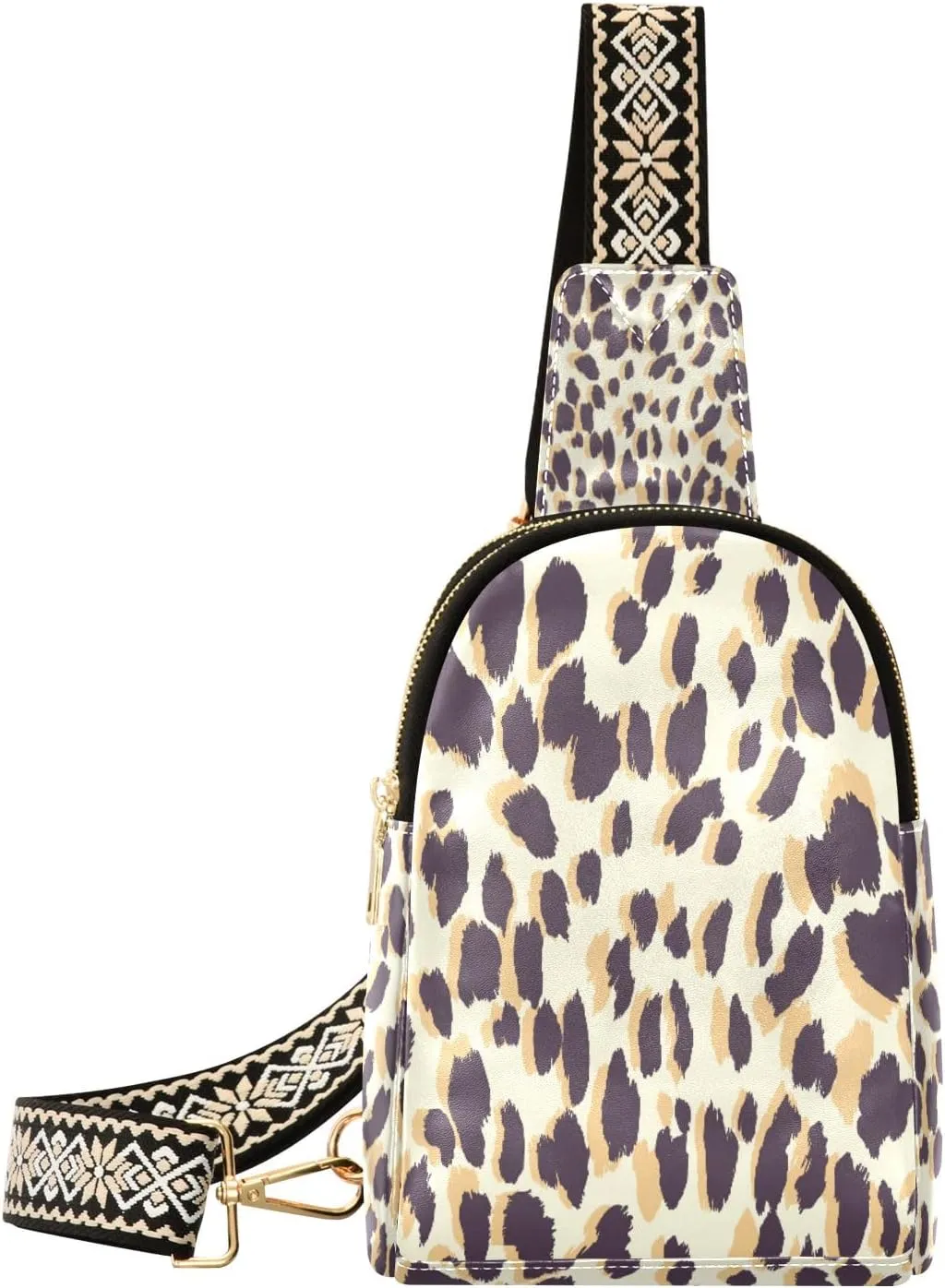 Small Sling Bag Waist Packs Leather Crossbody Packs Chest Bag Yellow Leopard Cheetah Print for Women Travel Belt Purse